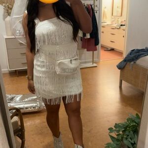 White Fringe Dress